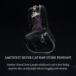 Amethyst Silver Cap Raw Stone Pendant