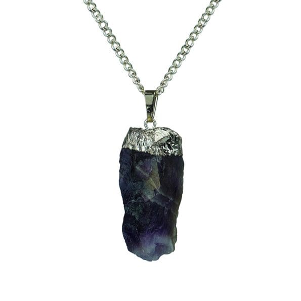 Amethyst Silver Cap Raw Stone Pendant