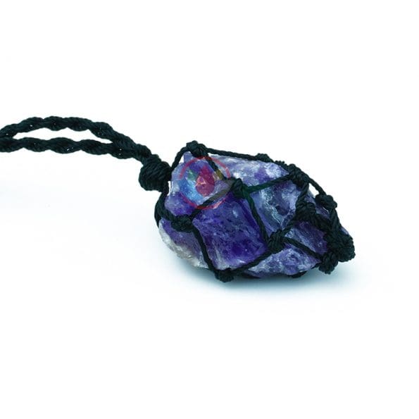 Amethyst Thread Cage Raw Stone Pendant