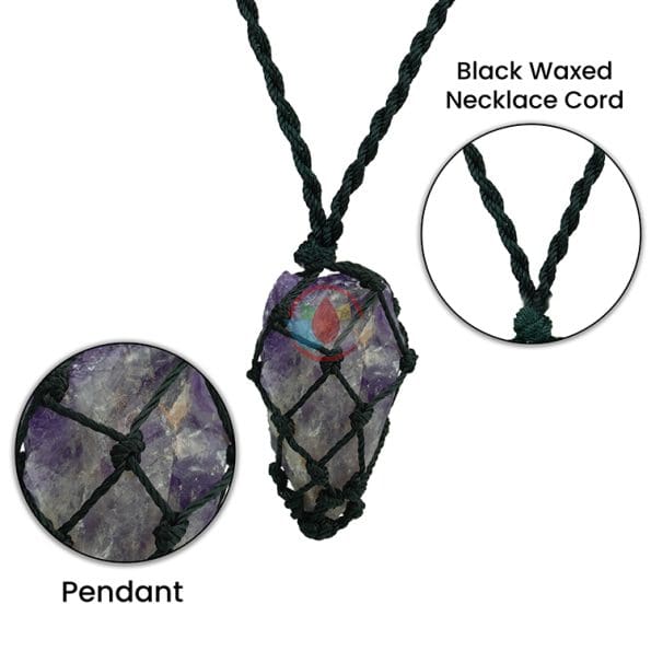 Amethyst Thread Cage Raw Stone Pendant