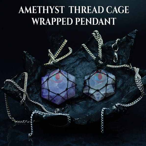 Amethyst Thread Cage Wrapped Pendant