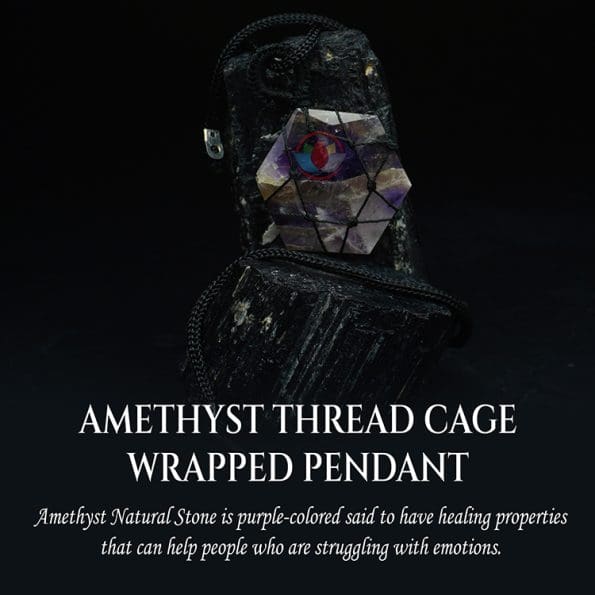 Amethyst Thread Cage Wrapped Pendant