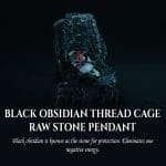 Black Obsidian Thread Cage Raw Stone Pendant