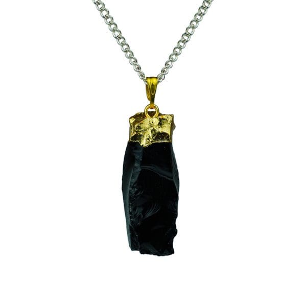 Black Onyx Raw Stone Pendant