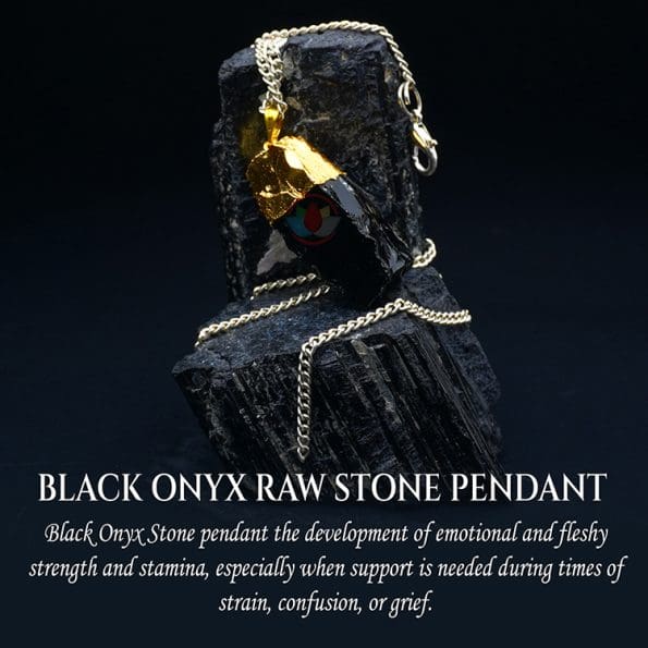 Black Onyx Raw Stone Pendant