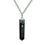 Black Tourmaline 7 Chakra Pencil Pendant