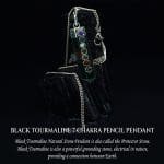 Black Tourmaline 7 Chakra Pencil Pendant