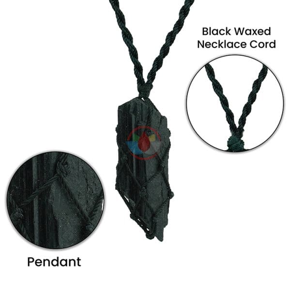 Black Tourmaline Thread Cage Raw Stone Pendant