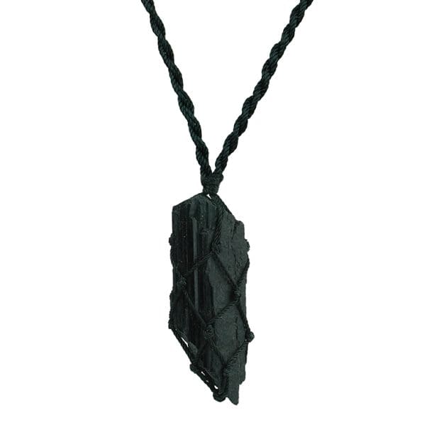 Black Tourmaline Thread Cage Raw Stone Pendant