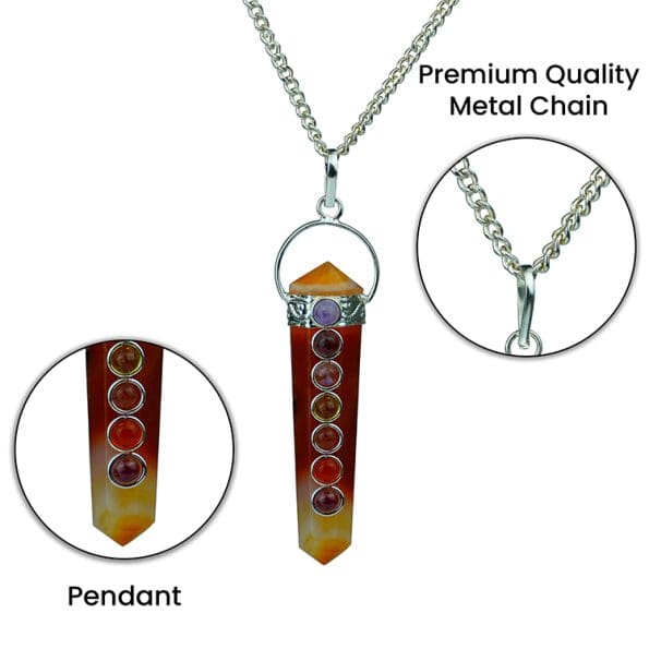 Carnelian 7 Chakra Double Terminated Pendant