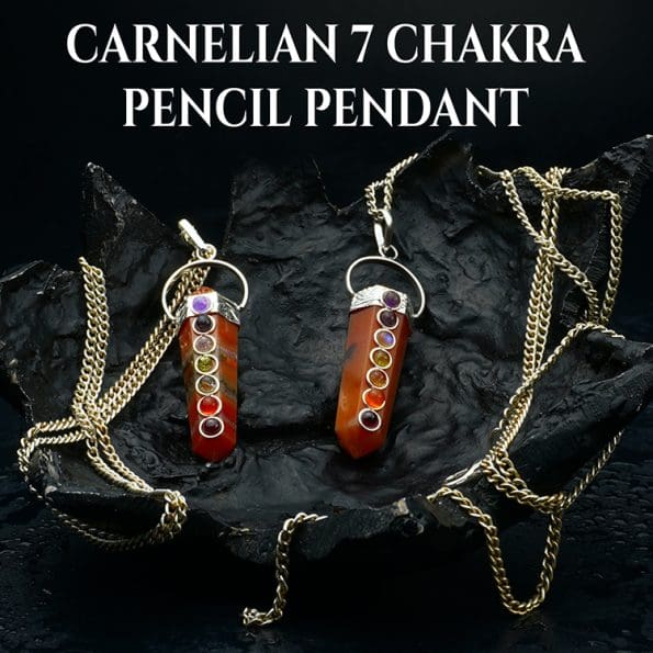 Carnelian 7 Chakra Double Terminated Pendant