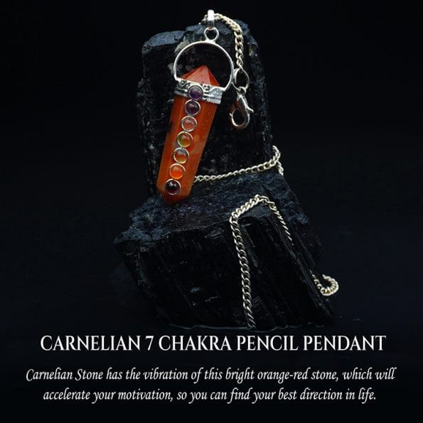 Carnelian 7 Chakra Double Terminated Pendant