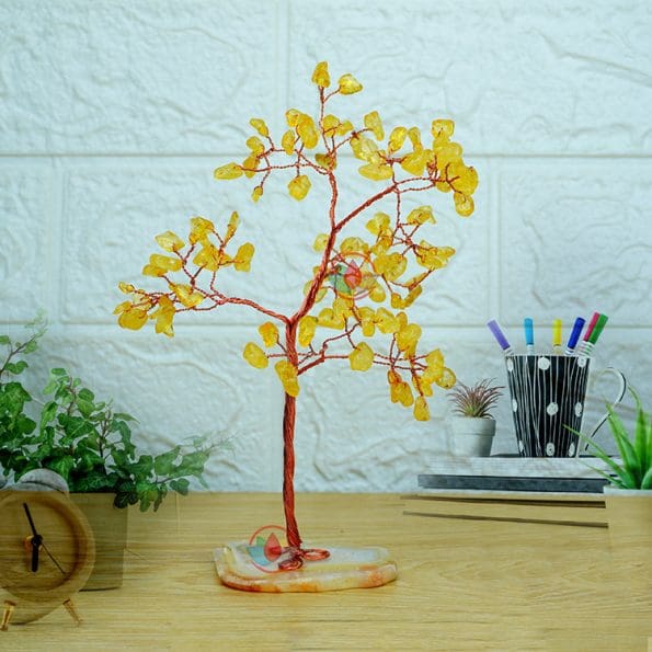 Citrine Tree 100 Beads Slice Stone Base