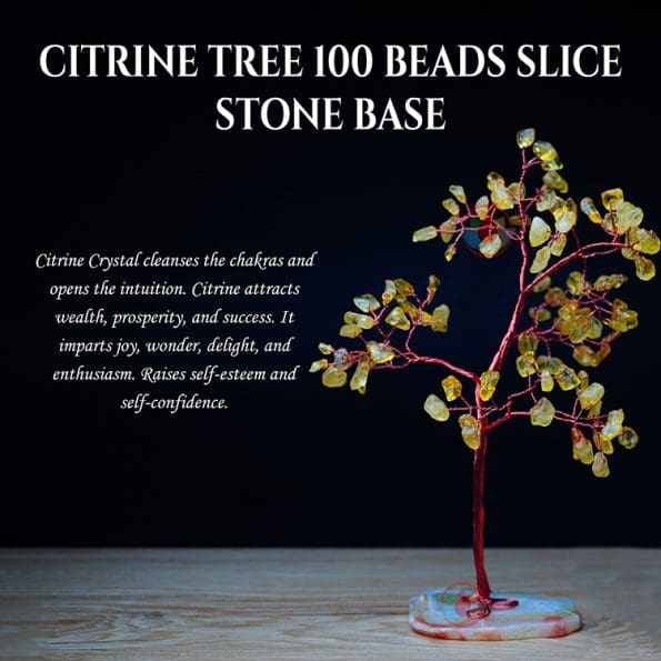 Citrine Tree 100 Beads Slice Stone Base