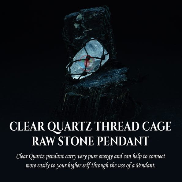 Clear Quartz Thread Cage Raw Stone Pendant