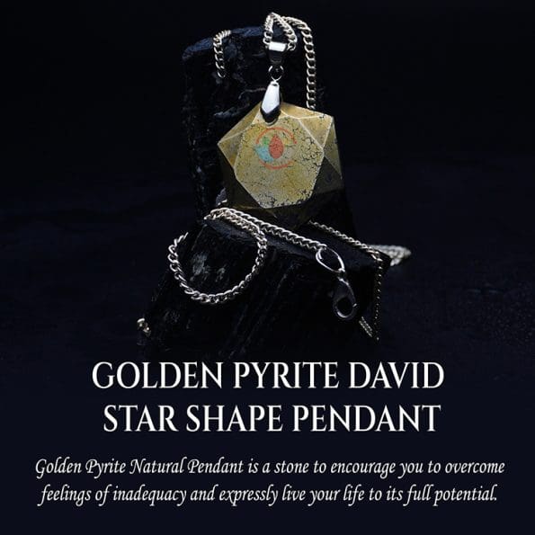 Golden Pyrite David Star Shape Pendant