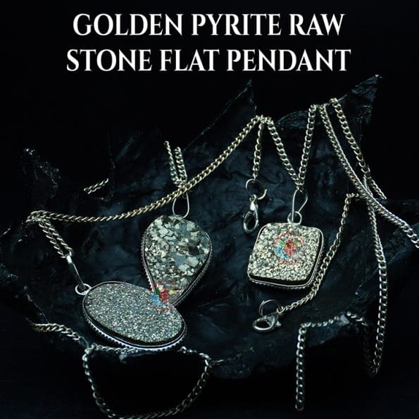 Golden Pyrite Raw Stone Flat Pendant