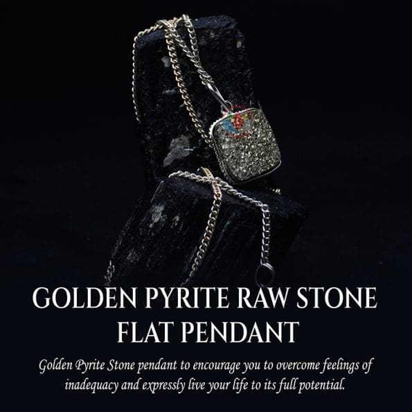 Golden Pyrite Raw Stone Flat Pendant