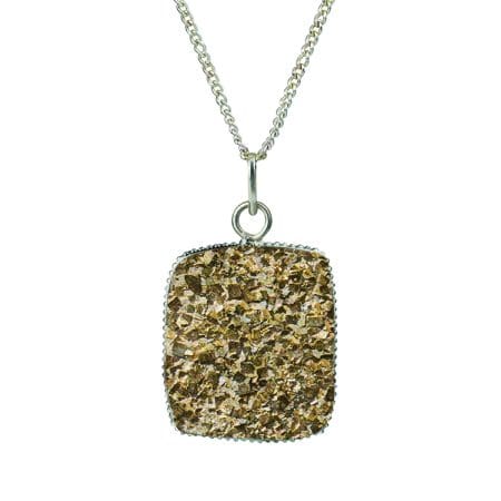 Golden Pyrite Raw Stone Flat Pendant