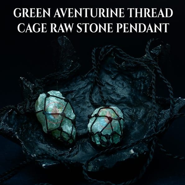 Green Aventurine Thread Cage Raw Stone Pendant