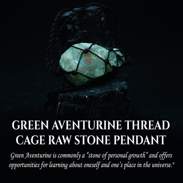 Green Aventurine Thread Cage Raw Stone Pendant