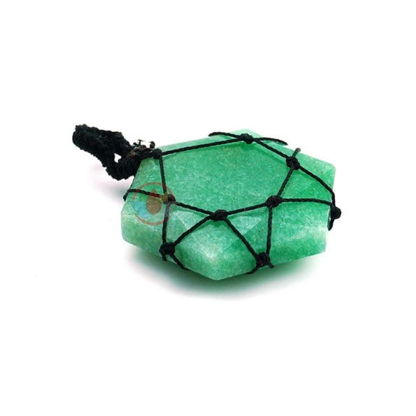 Green Jade Thread Cage Wrapped Pendant