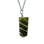 Labradorite Flat Stone Wire Wrapped Pendant