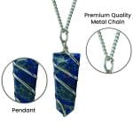 Lapis Lazuli Flat Stone Wire Wrapped Pendant