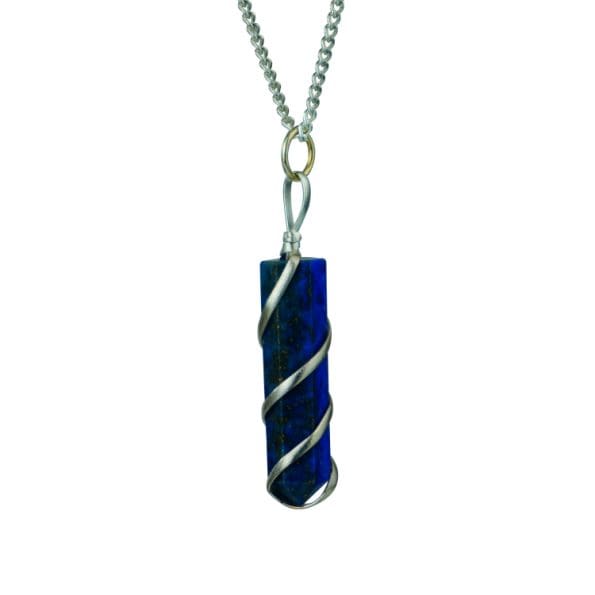 Lapis Lazuli Wire Wrapped Pencil Pendant