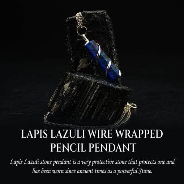 Lapis Lazuli Wire Wrapped Pencil Pendant