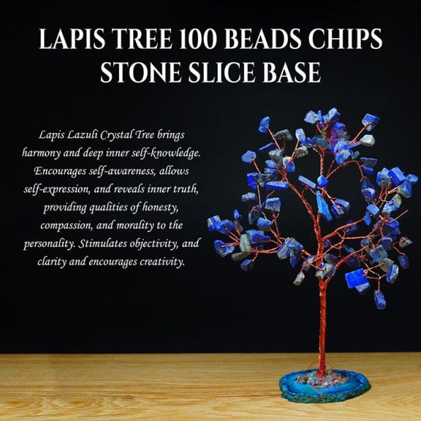 Lapis Tree 100 Beads Chips Stone Slice Base