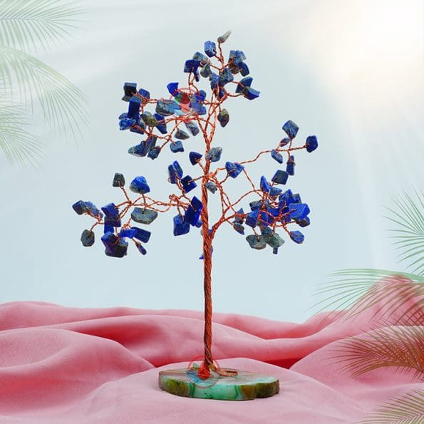 Lapis Tree 100 Beads Slice Stone Base