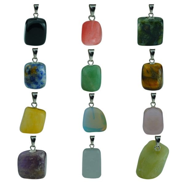 Natural Tumble Stone Pendant Set of 12