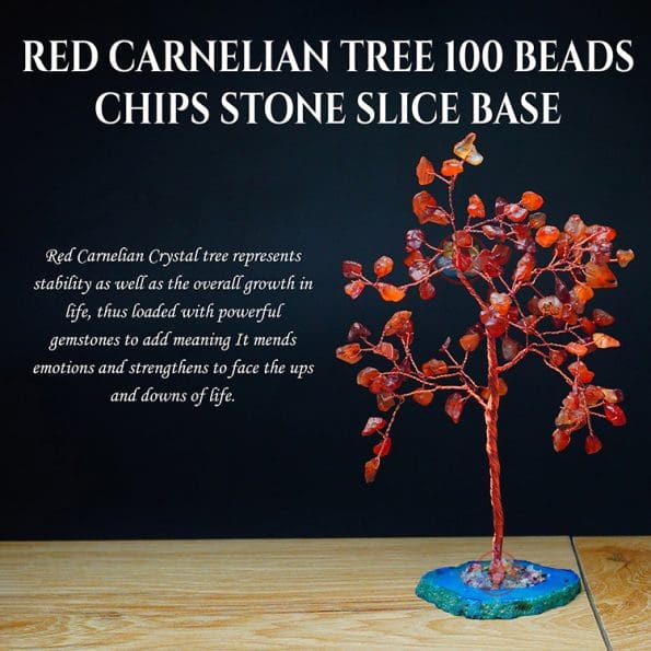 Red Carnelian Tree 100 Beads Chips Stone Slice Base