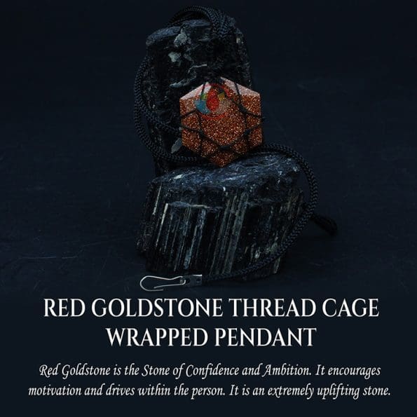 Red Goldstone Thread Cage Wrapped Pendant