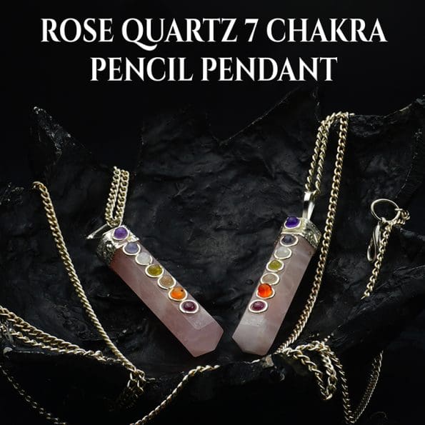 Rose Quartz 7 Chakra Pencil Pendant