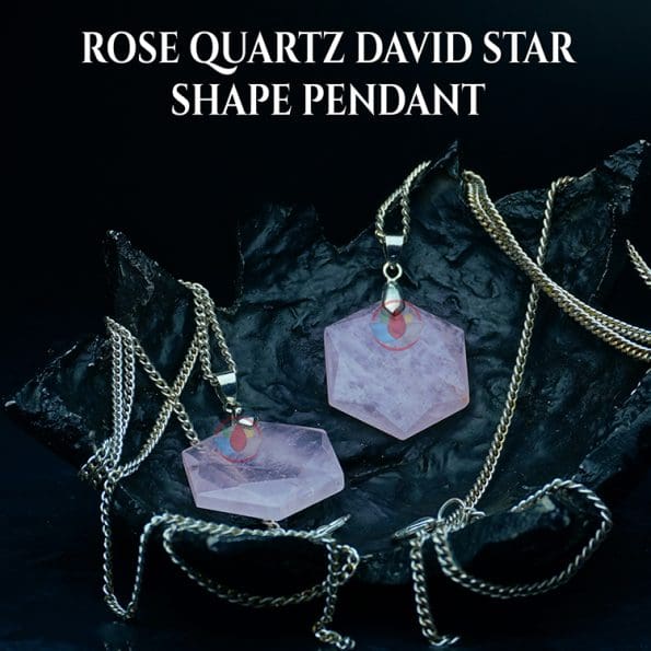 Rose Quartz David Star Shape Pendant