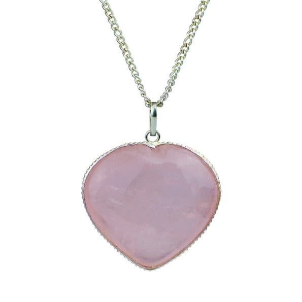 Rose Quartz Frame Heart Shape Pendant (Small)