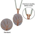 Rose Quartz Oval Shape Tree Of Life Pendant