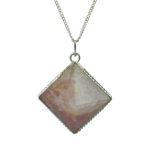 Rose Quartz Pyramid Shape Pendant