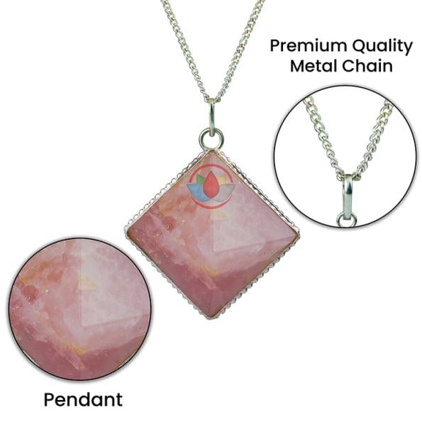 Rose Quartz Pyramid Shape Pendant