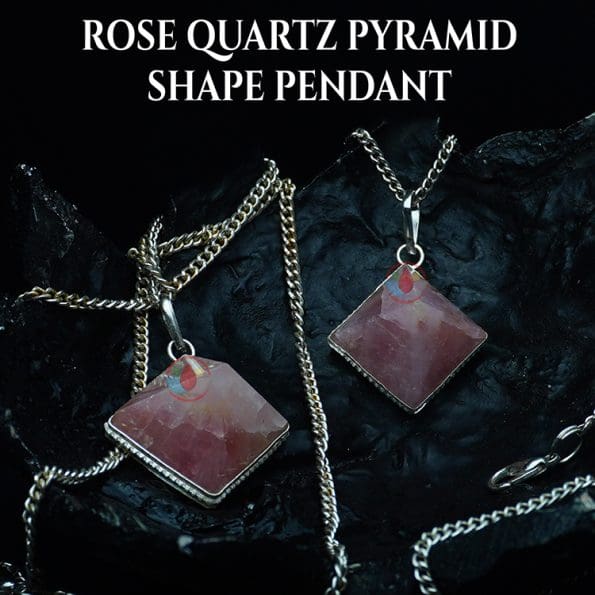 Rose Quartz Pyramid Shape Pendant