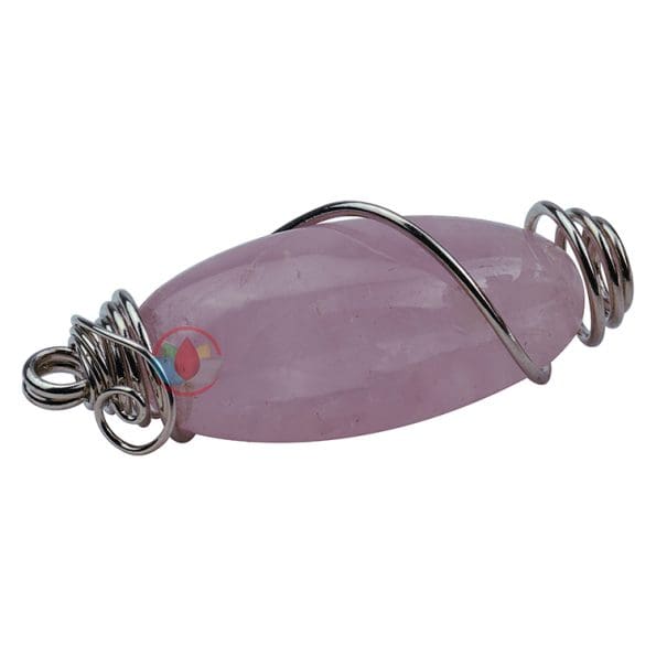 Rose Quartz Oval Shape Wire Wrapped Pendant