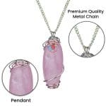 Rose Quartz Round Oval Shape Wire Wrapped Pendant