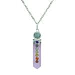 Rose Quartz Sphatik 7 Chakra Pencil Pendant