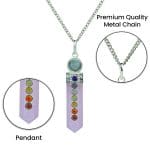 Rose Quartz Sphatik 7 Chakra Pencil Pendant