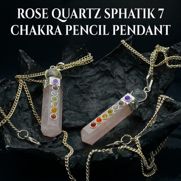 Rose Quartz 7 Chakra Ball Pencil Pendant