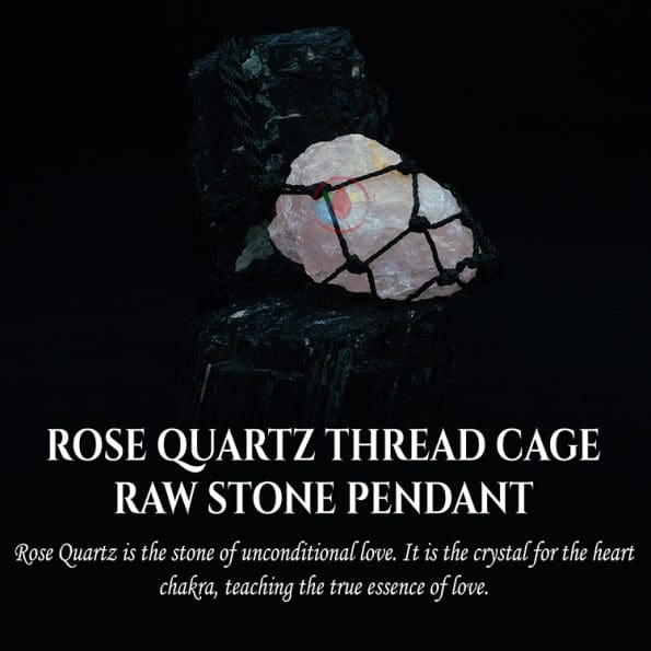 Rose Quartz Thread Cage Raw Stone Pendant