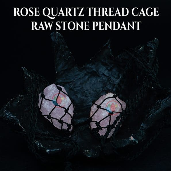 Rose Quartz Thread Cage Raw Stone Pendant