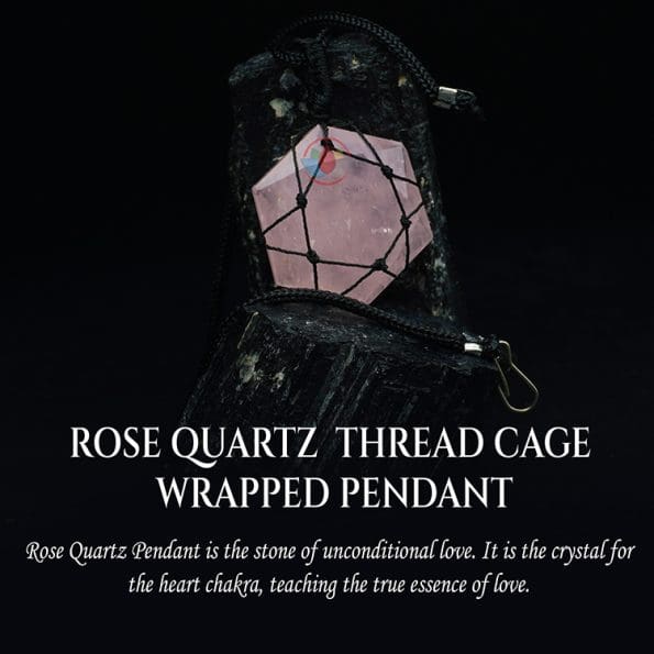 Rose Quartz Thread Cage Wrapped Pendant